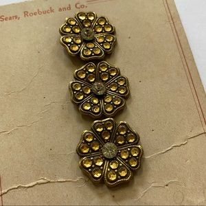 Vintage Sears Roebuck Metal Rhinestone Buttons